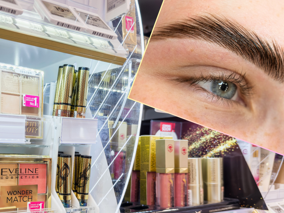 żel do brwi półka z kosmetykami