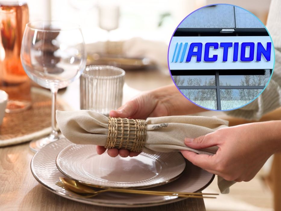 stół szklanki Action