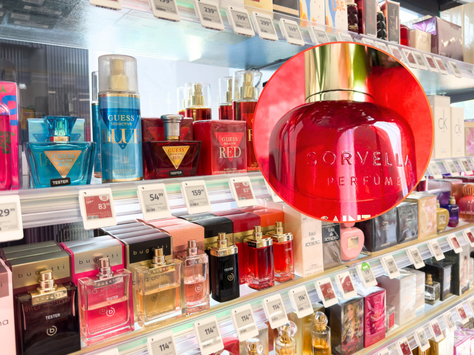 perfumy na półce w Rossmannie