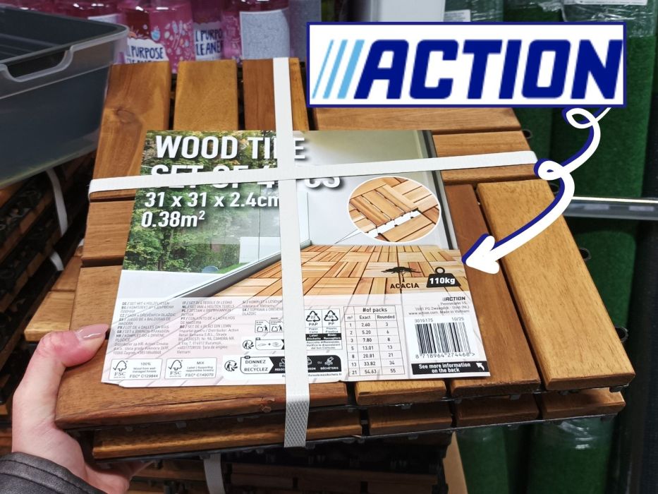Drewniane płytki tarasowe z Action