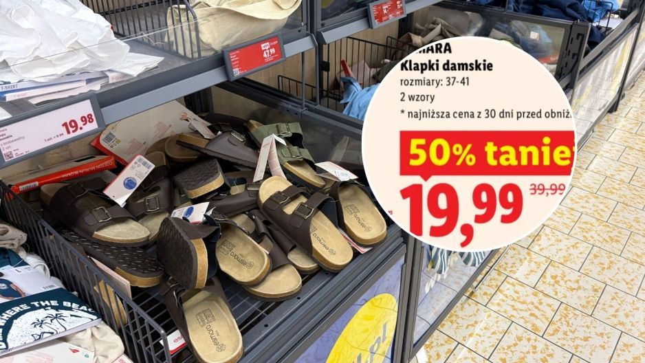 Klapki ze skórzaną wkładką z Lidla