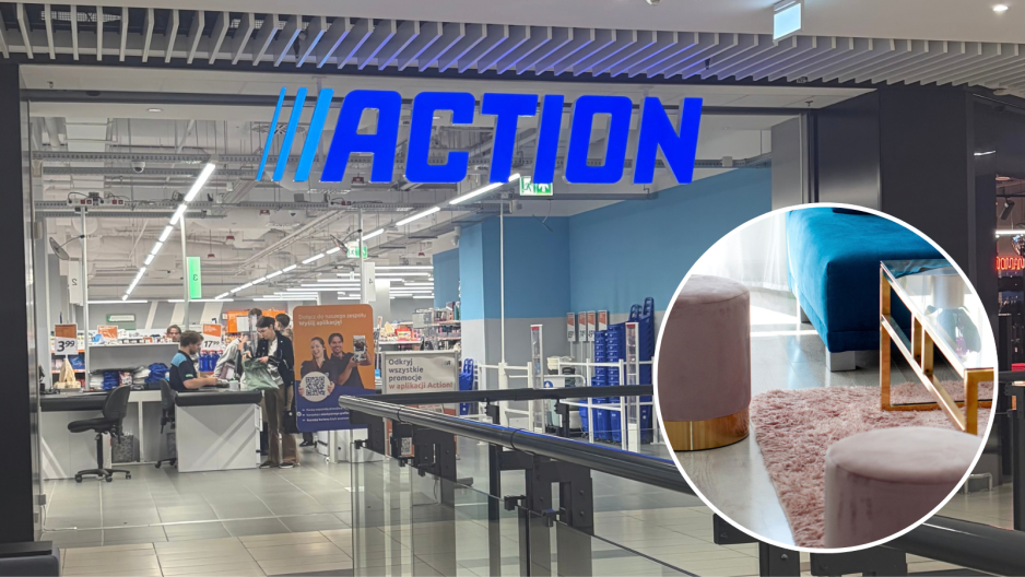 Action + pufy w salonie